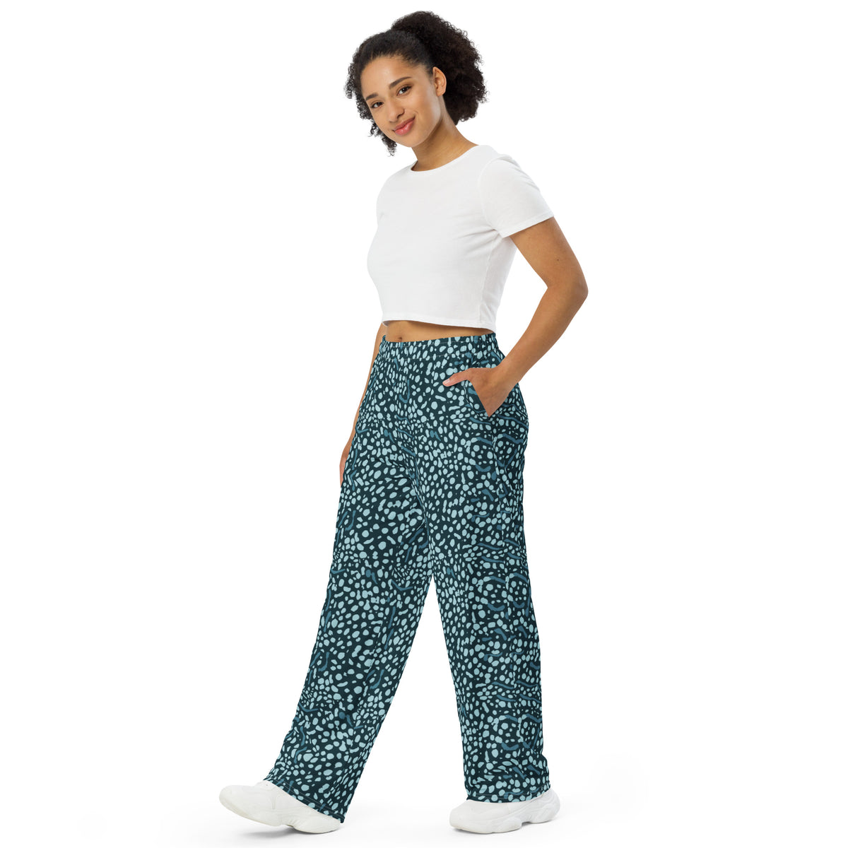 Whale shark unisex wide-leg pants