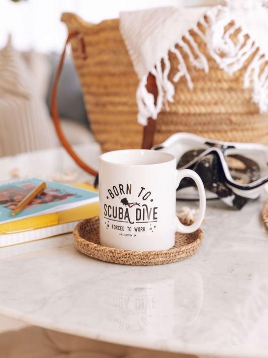 Born to scuba forced to work mug