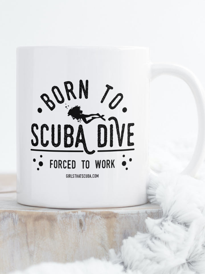 Born to scuba forced to work mug