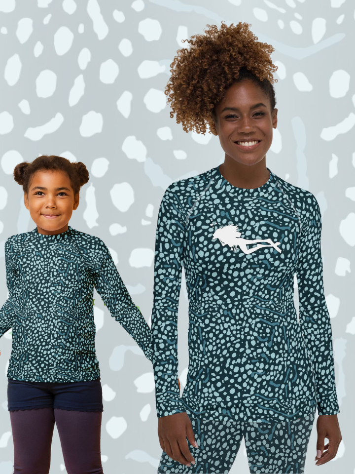 Kids Whale Shark Rash Guard - Matching with Mom