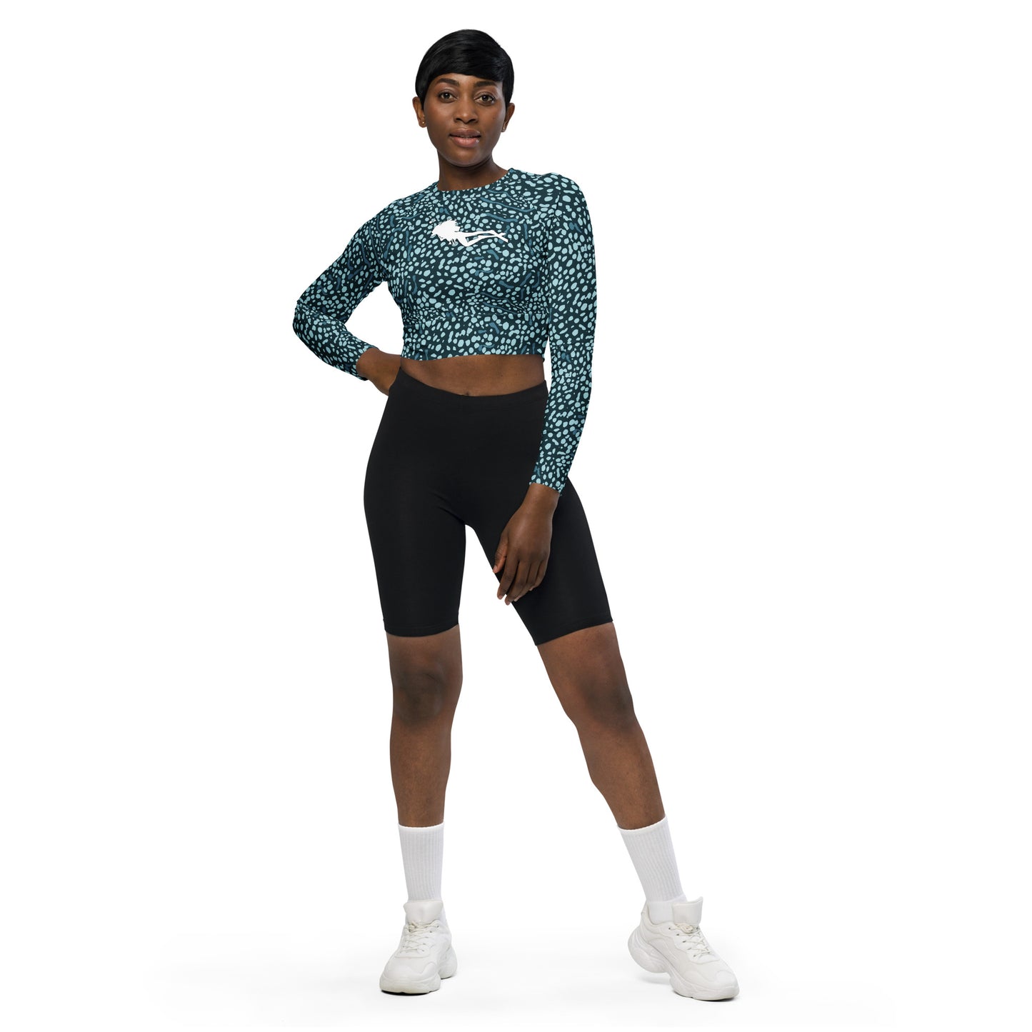 Whale Shark long-sleeve crop top